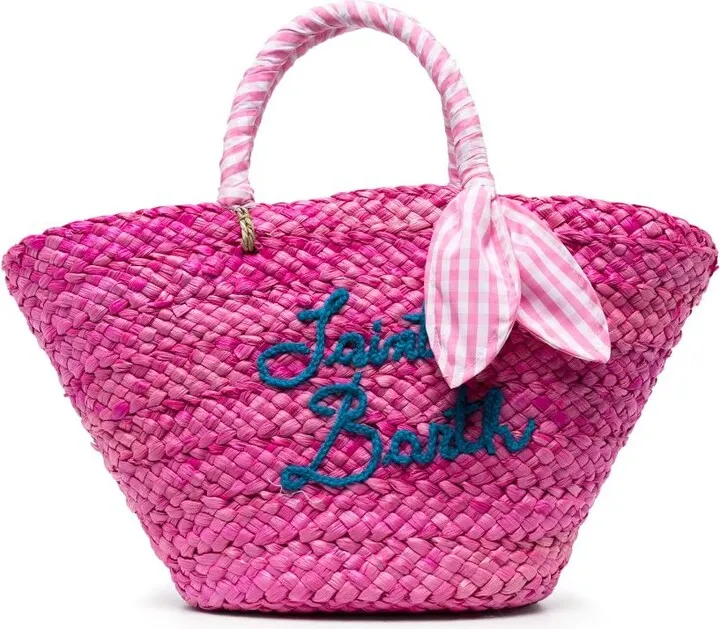 Logo-Embroidered Straw Beach Bag