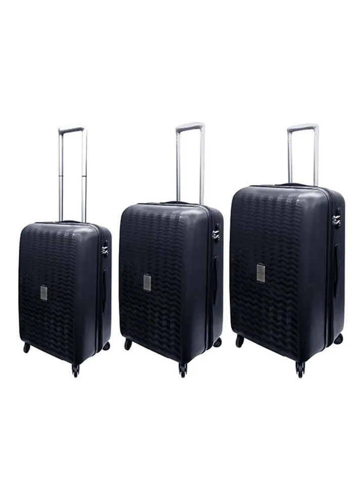 Unbreakable Hardside 3 Piece Luggage Trolley Set Black