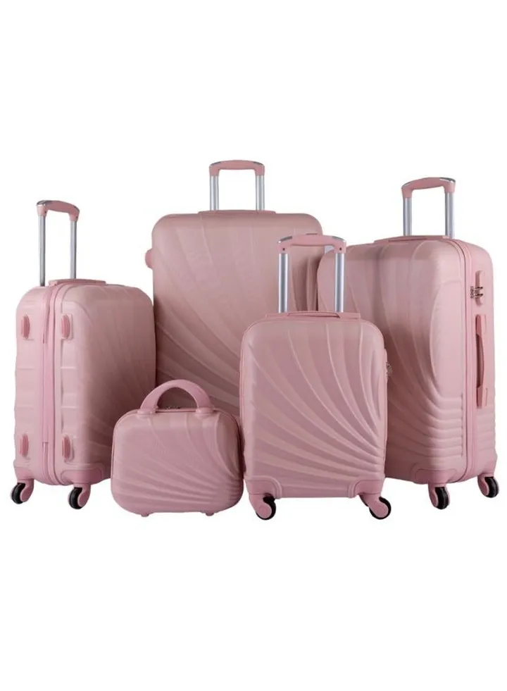 Hardside 5 Piece Luggage Trolley Set Pink