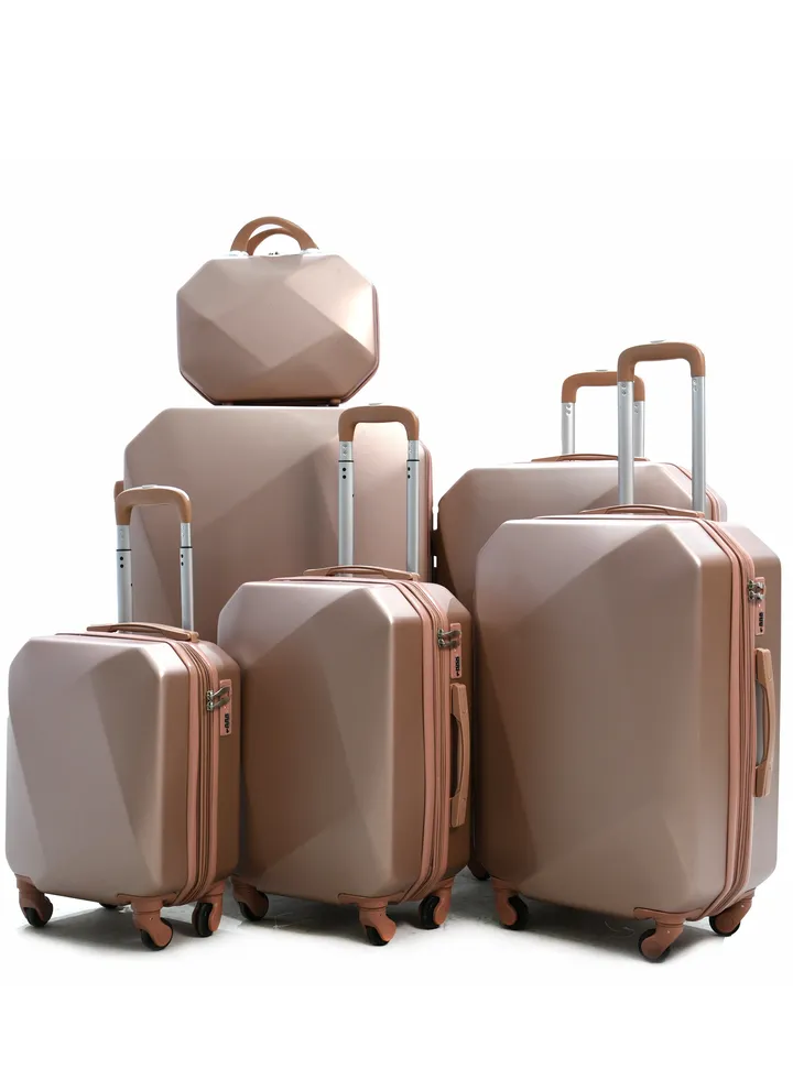 Travel Luggage Set From Morano 6 Pieces Rose Gold