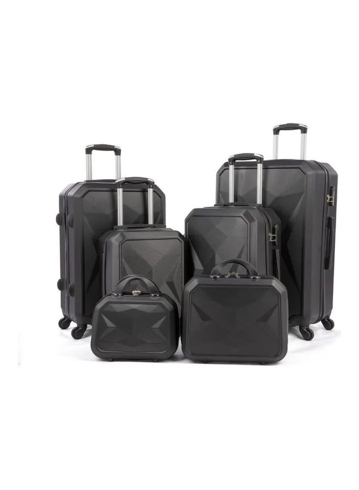 6-Piece Hard Side Luggage Trolley Set 12/15/16/20/24/28 Inch Black