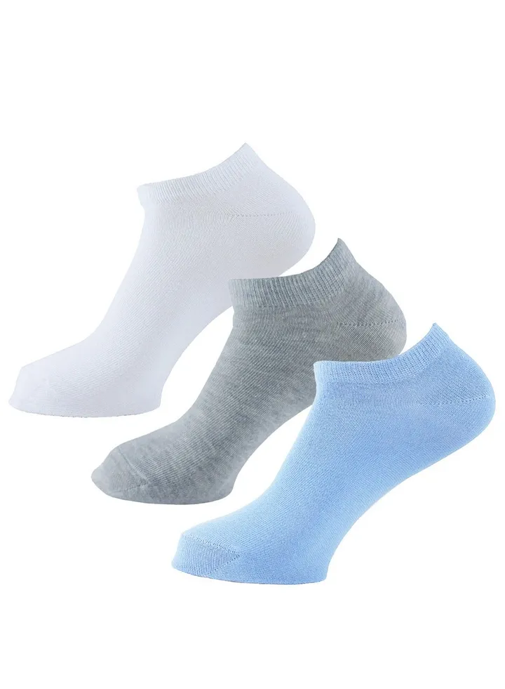 Sam Socks Set Of 3 Ankle Socks Women White-Grey-L.Blue