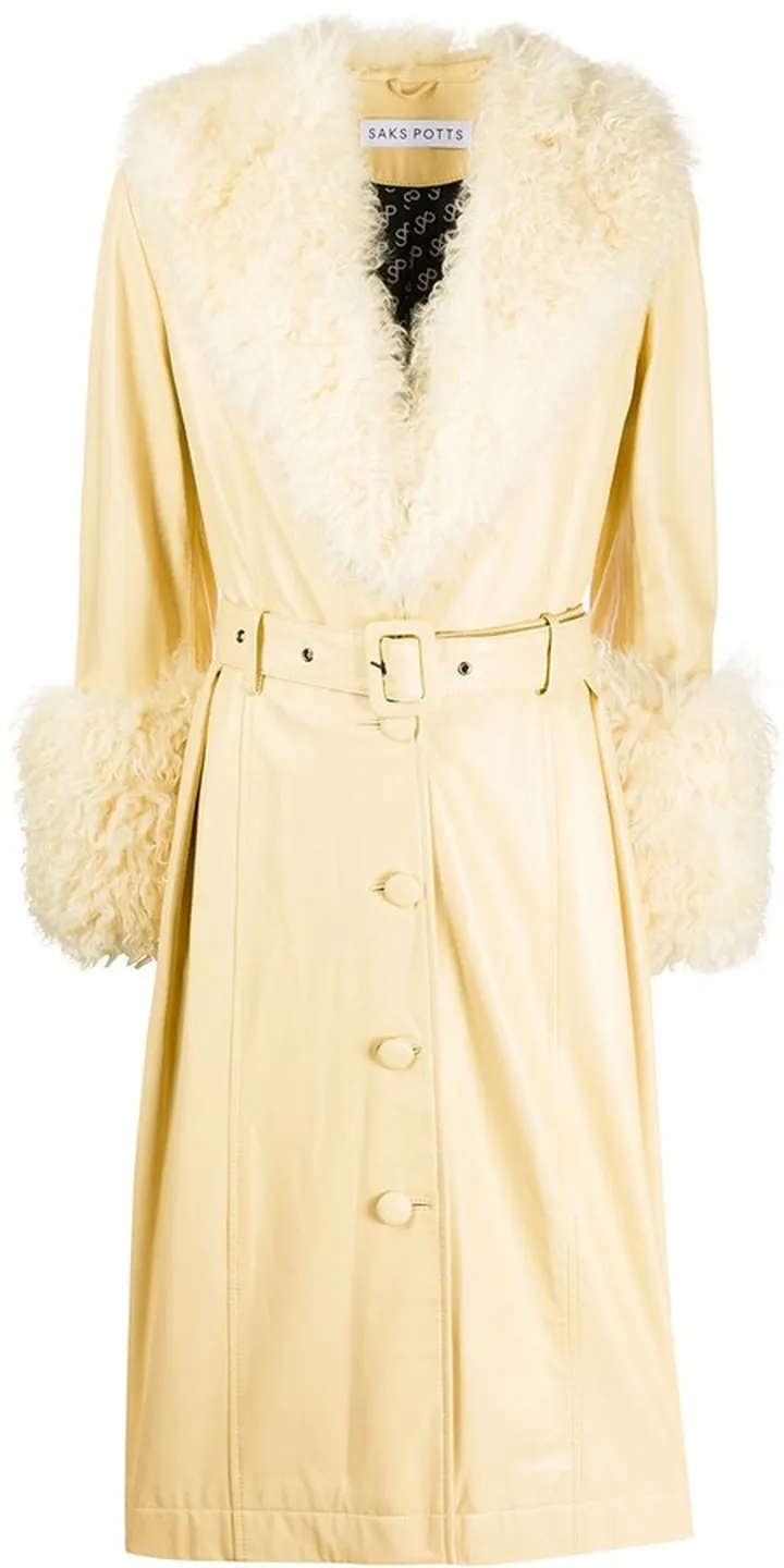 Textured Contrast Collar Trench Coat