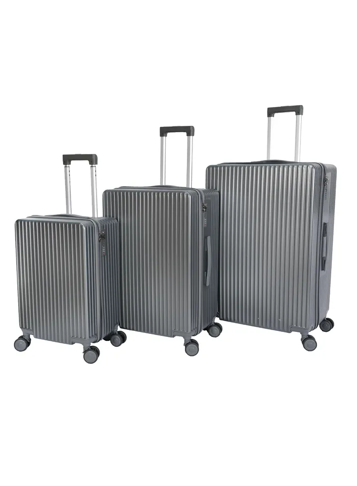 3-Piece Unisex Morano Travel Luggage Trolley Set Grey