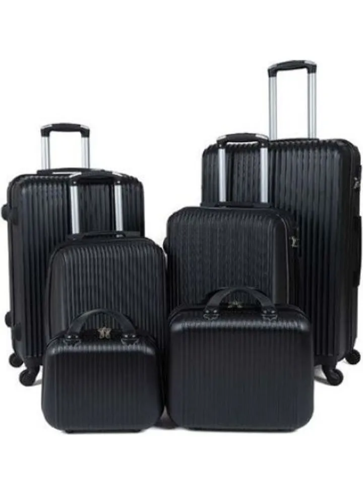 6 Piece Luggage Trolley Bag Black