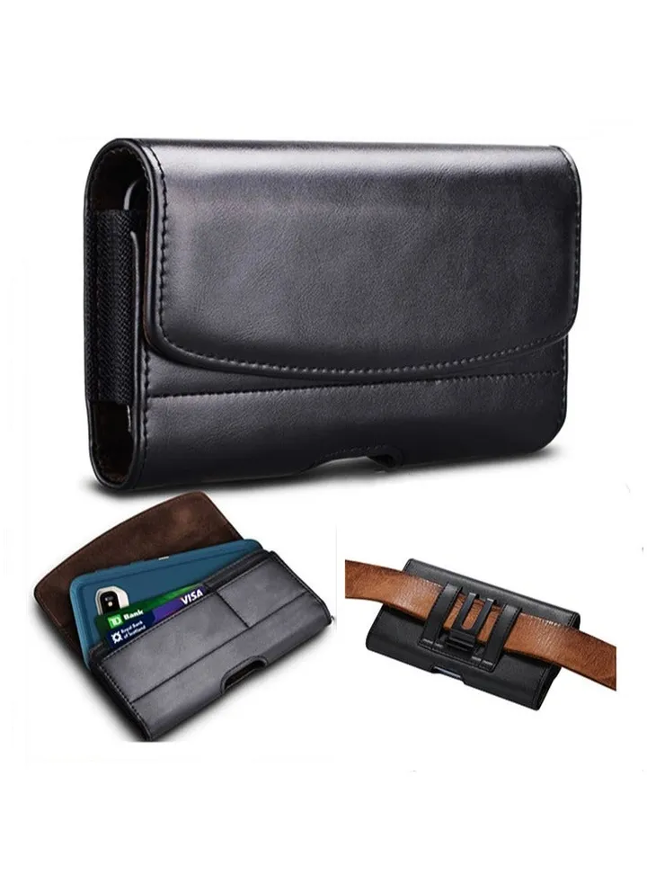Case Men's Horizontal Flip-up Belt Wear Multi-Function Card Hanging Waist Leather Case
