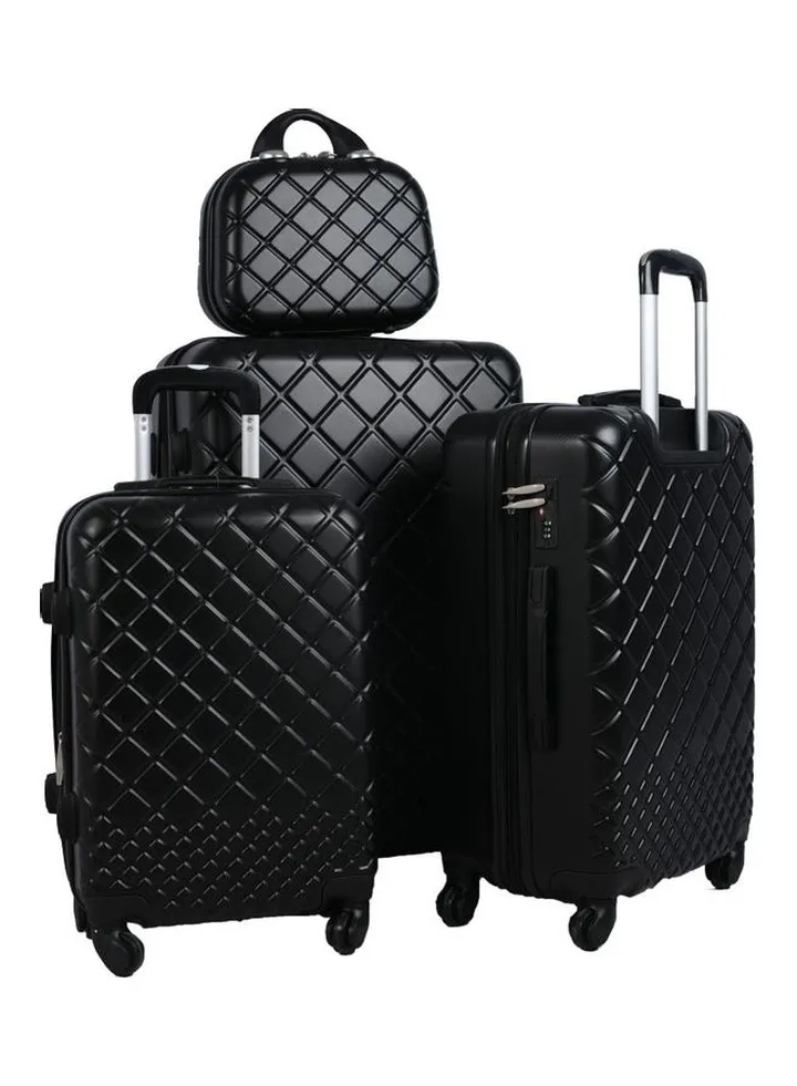 Luggage Trolley Bags Set Of 4 Piece Black