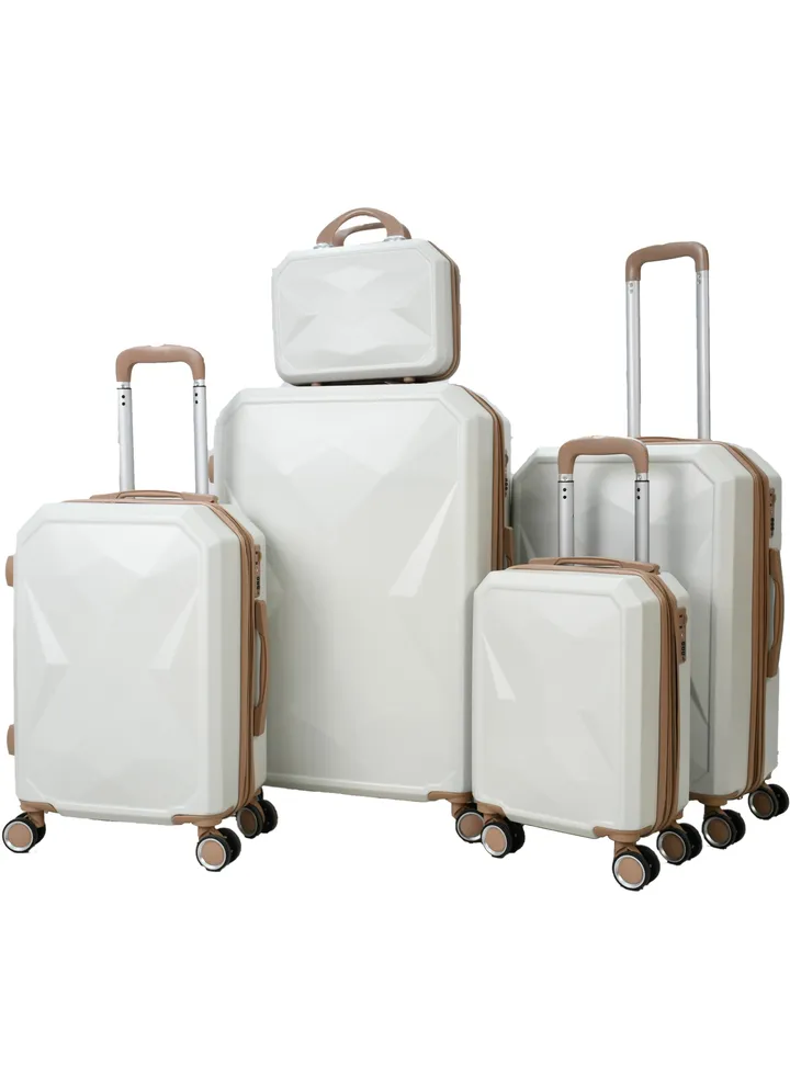 5-Piece Luggage Trolley Bag Set Special Beige Khaki