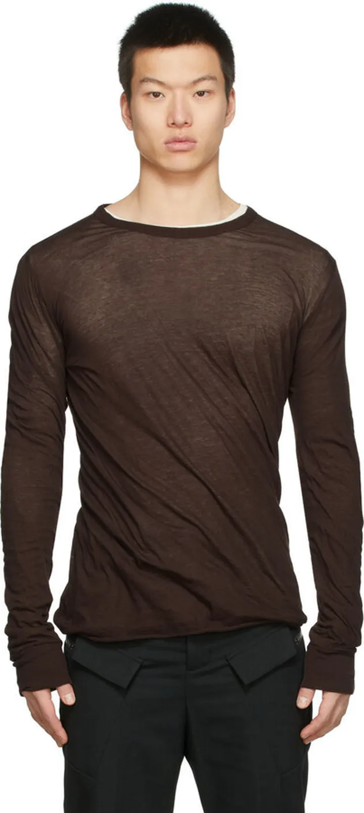 Rick Owens Burgundy Basic Long Sleeve T-Shirt