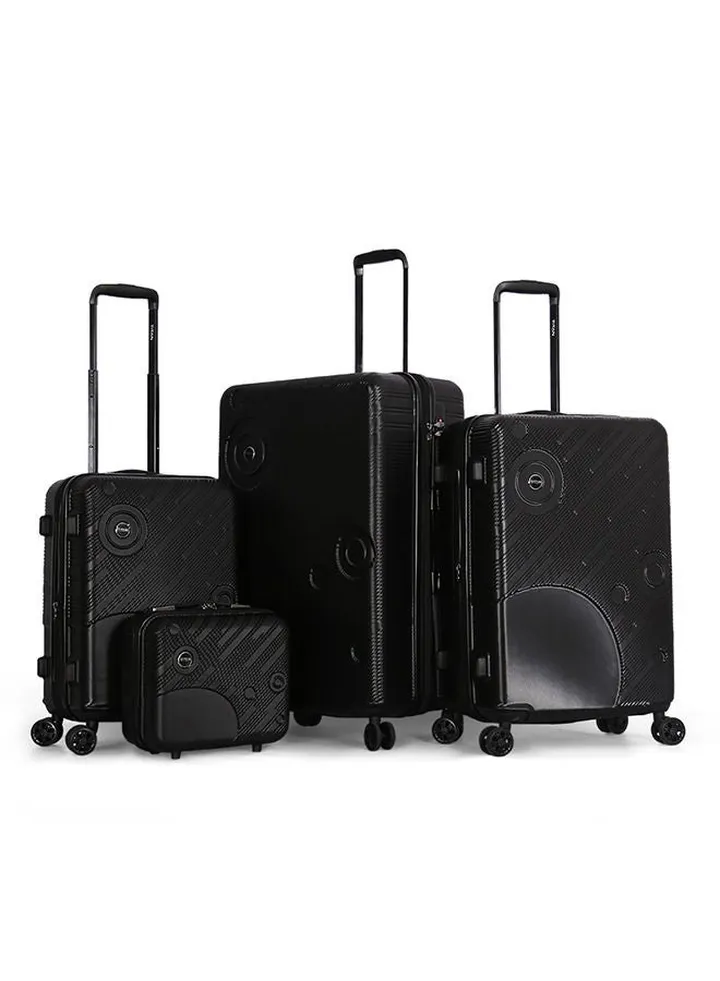 Titan 3 piece hard travel luggage set with cosmetic bag - black
