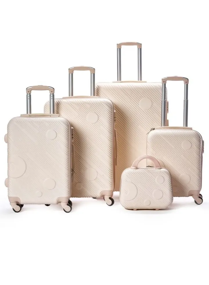 Hardside 5 Piece Luggage Trolley Set Beige