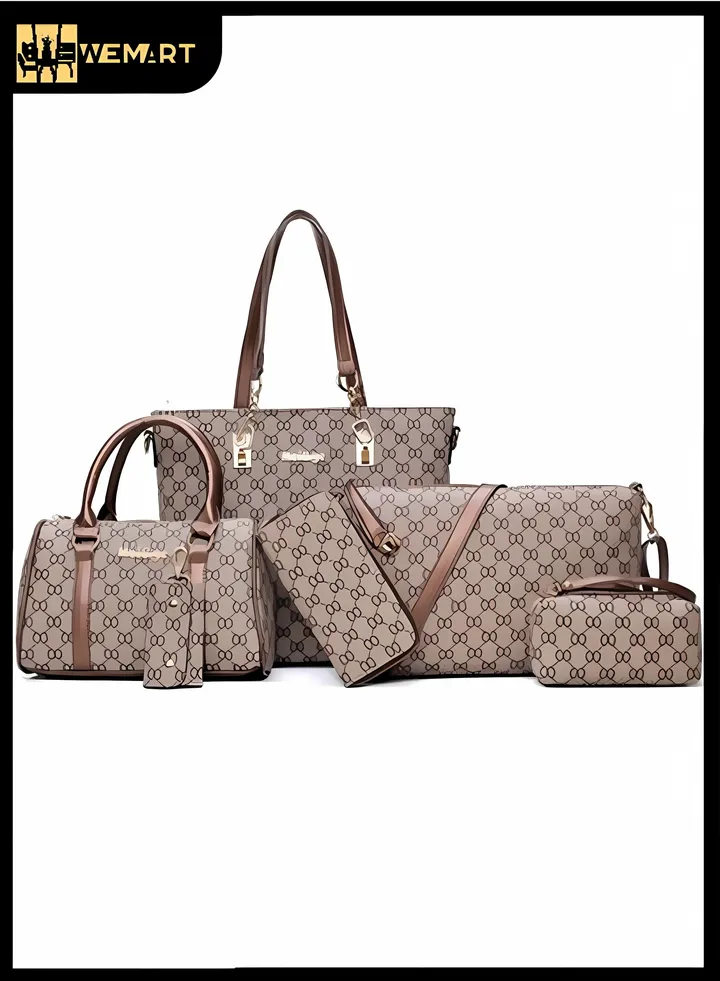 6 Pieces - Stylish Mom Bag With Large Capacity For Baby Diapers And Diaper Bags