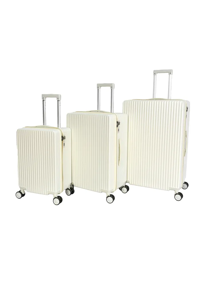 3-Piece Unisex Morano Travel Luggage Trolley Set White