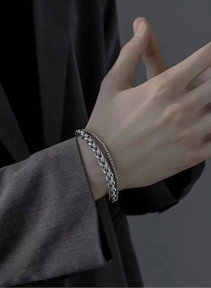 Stainless Steel Bracelet For Men Size 18cm+5cm