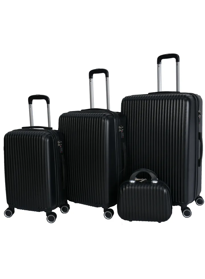 Morano Luggage Hard Trolley Travel Bags 4 Pieces Set Sizes 14/20/24/28 Black
