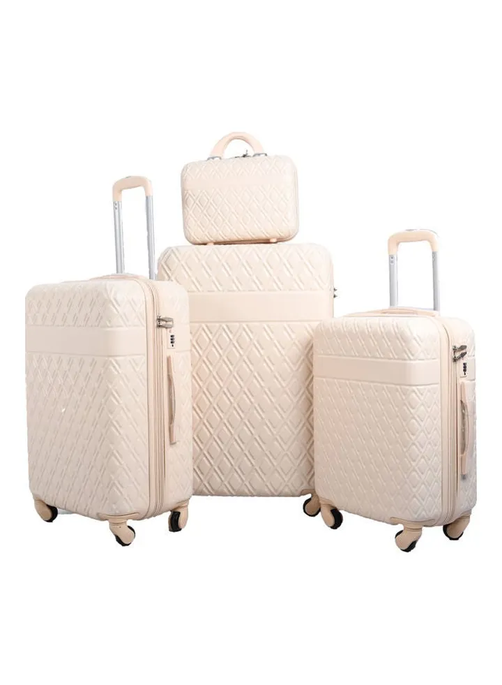 4-Piece Luggage Trolley Bag Set Beige