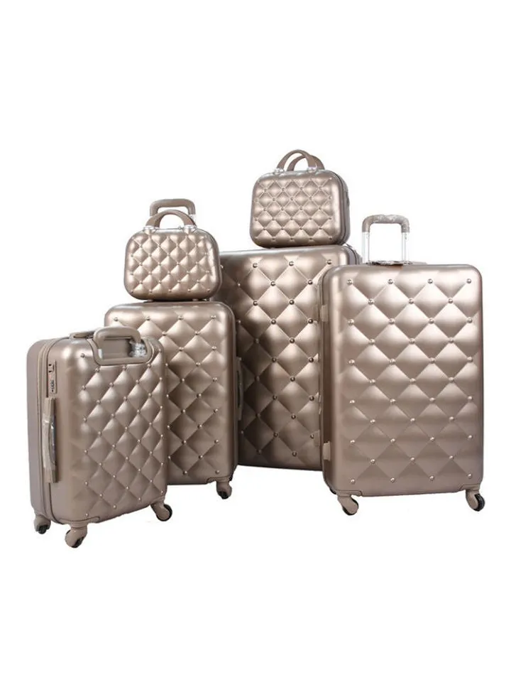 6-Piece Luggage Trolley Bag Set Gold