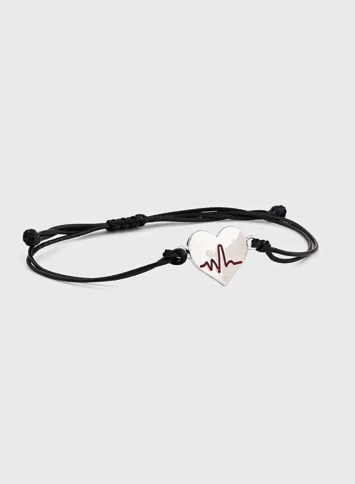 Heart Charm Rope Bracelet