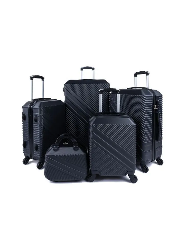 Hardside 5 Piece Luggage Trolley Set Black