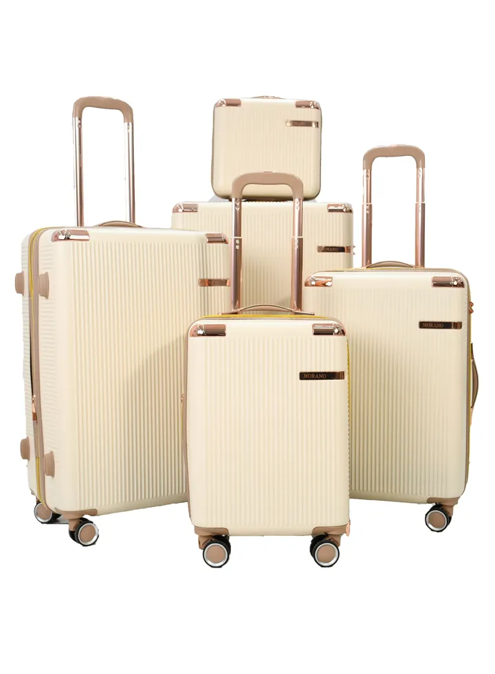 5-Piece Luggage Trolley Bag Set Beige With Khaki