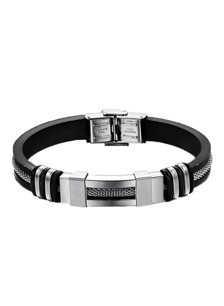 Titanium Steel Silicone Leather Bracelet