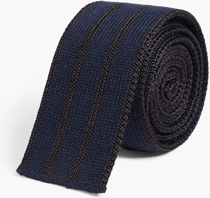 Striped silk and wool-blend tie