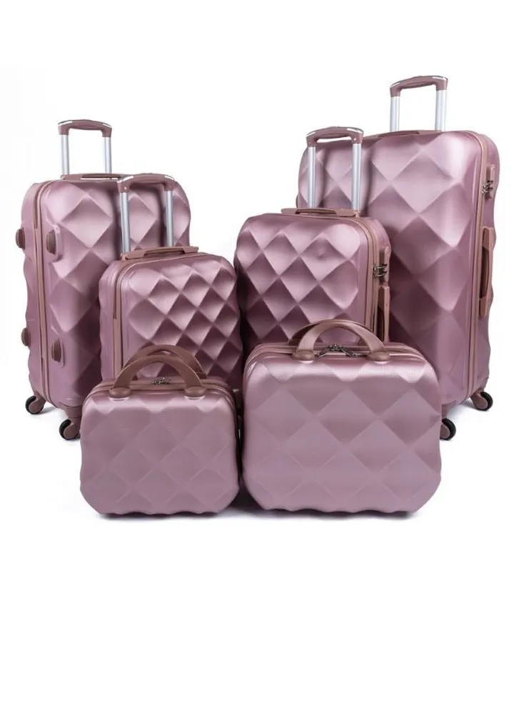 6-Piece Trolley Bags Luggage Set Rosegold