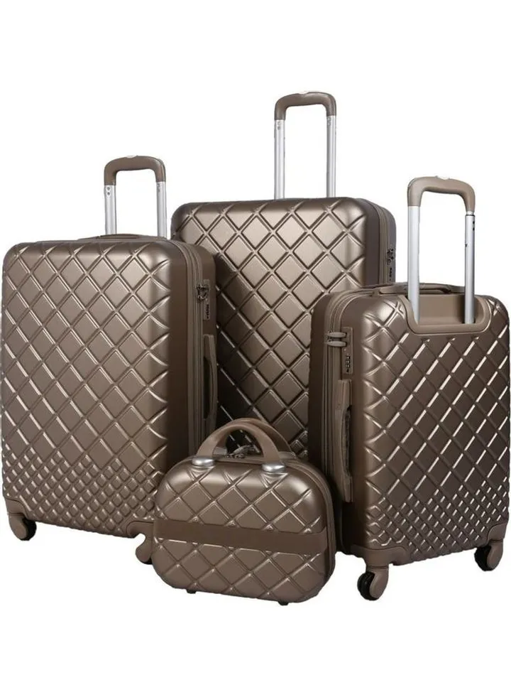 4-Piece Luggage Trolley Bag Set Gold