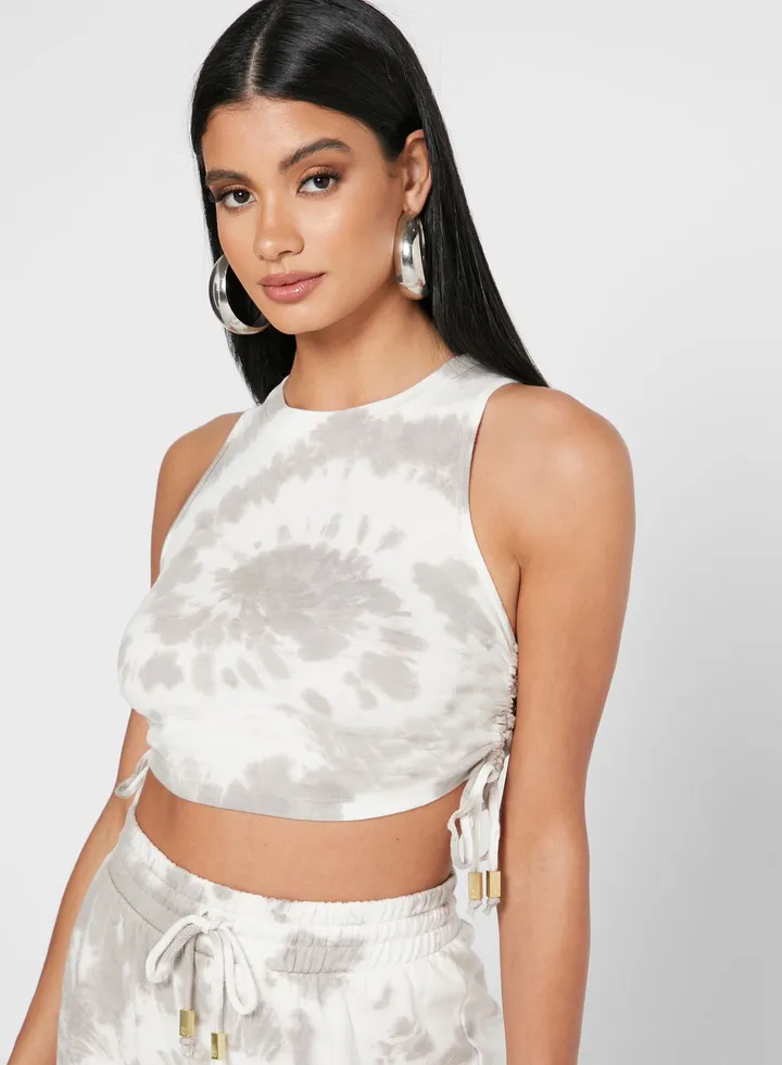 Tie Dye Ruched Side Crop