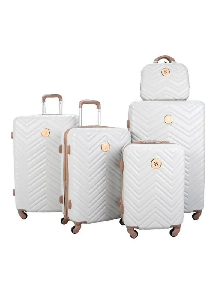 5 Pieces Star Line Luggage Trolley Bags Set Beige/Khaki