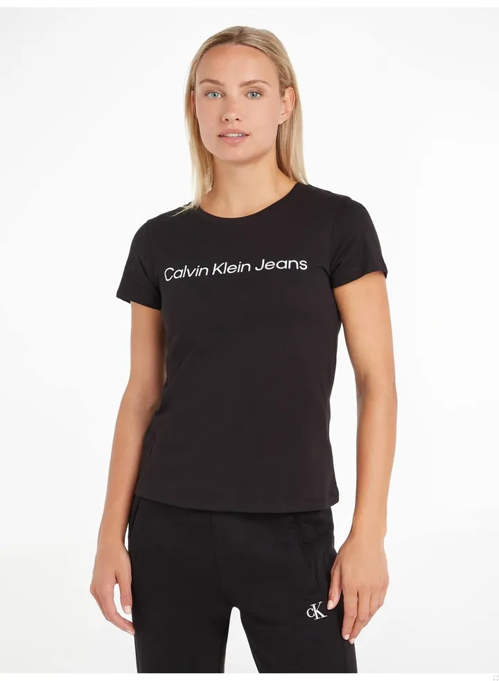Women's Slim Organic Cotton Logo T-Shirt, Black