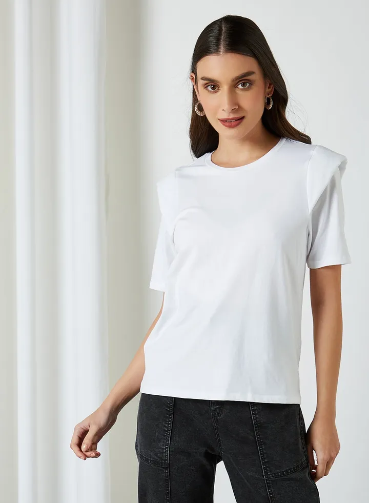 Padded Shoulder Top White
