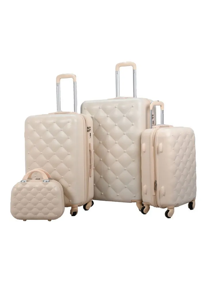 4-Piece Luggage Trolley Set Beige
