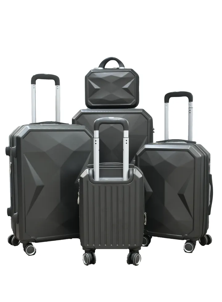 5-Piece Luggage Trolley Bag Set Dark Grey