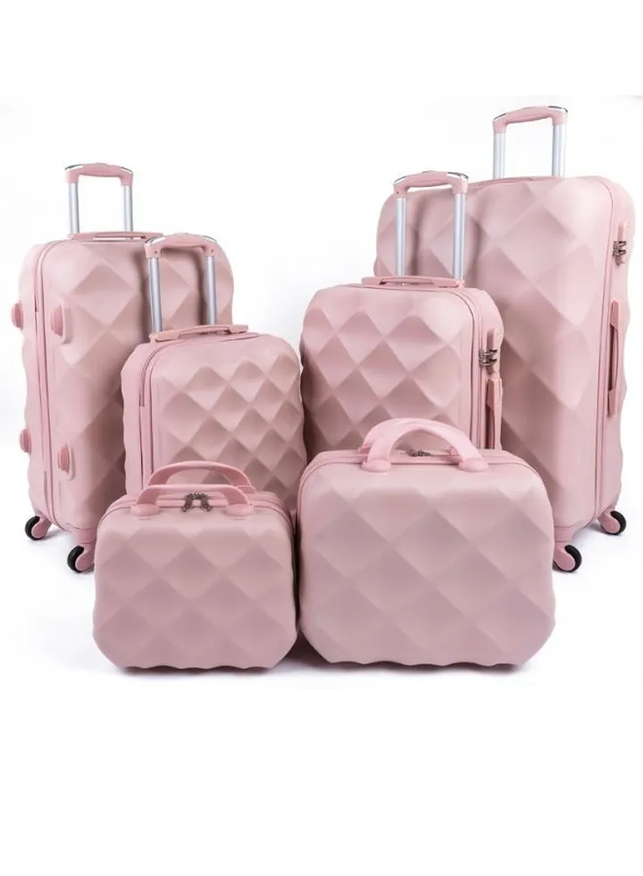 6-Piece Trolley Bags Luggage Set Pink