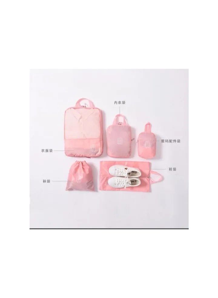 5-Piece Multipurpose Travel Bag Set Pink