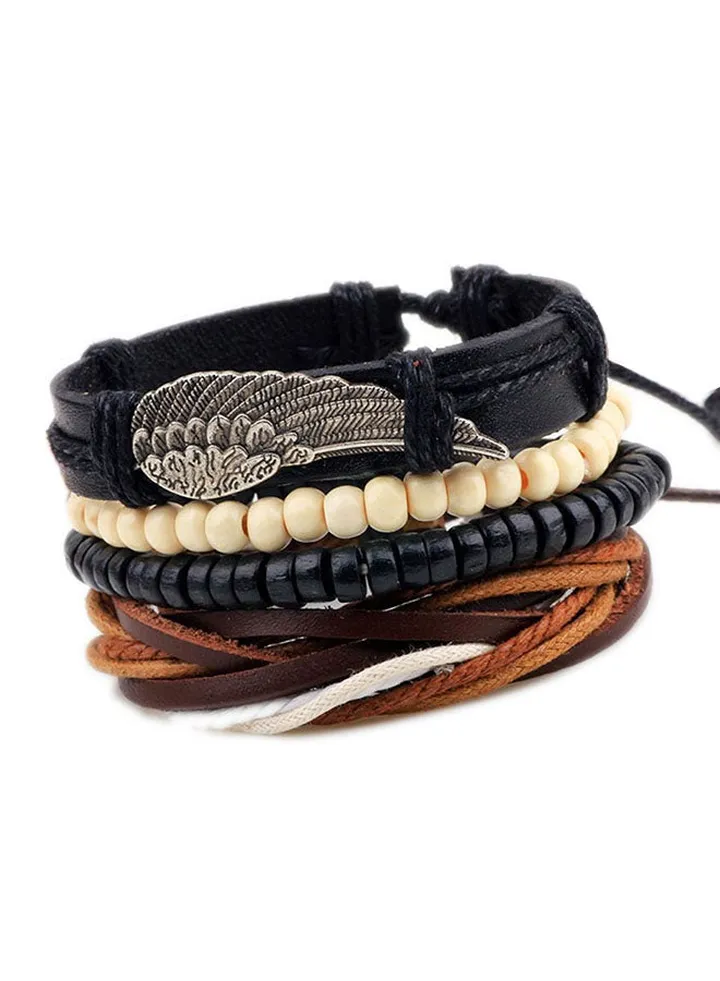 Set of 4 Woven and Beads Bracelet