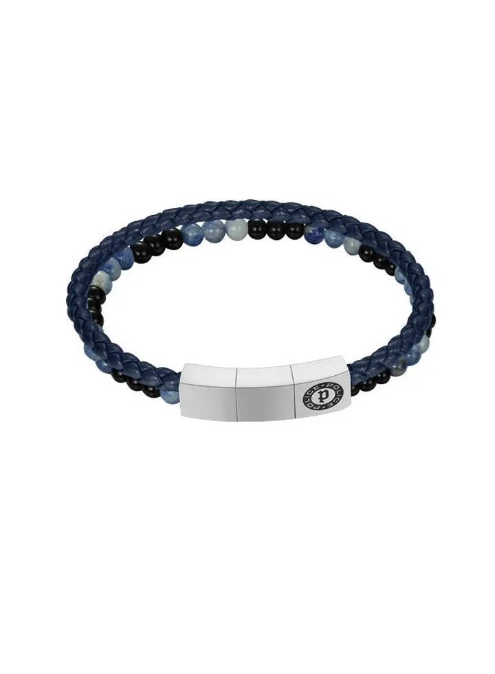 Police Dual Blue & Black Leather & Stainless Steel Gents Bracelet - PEAGB0011703