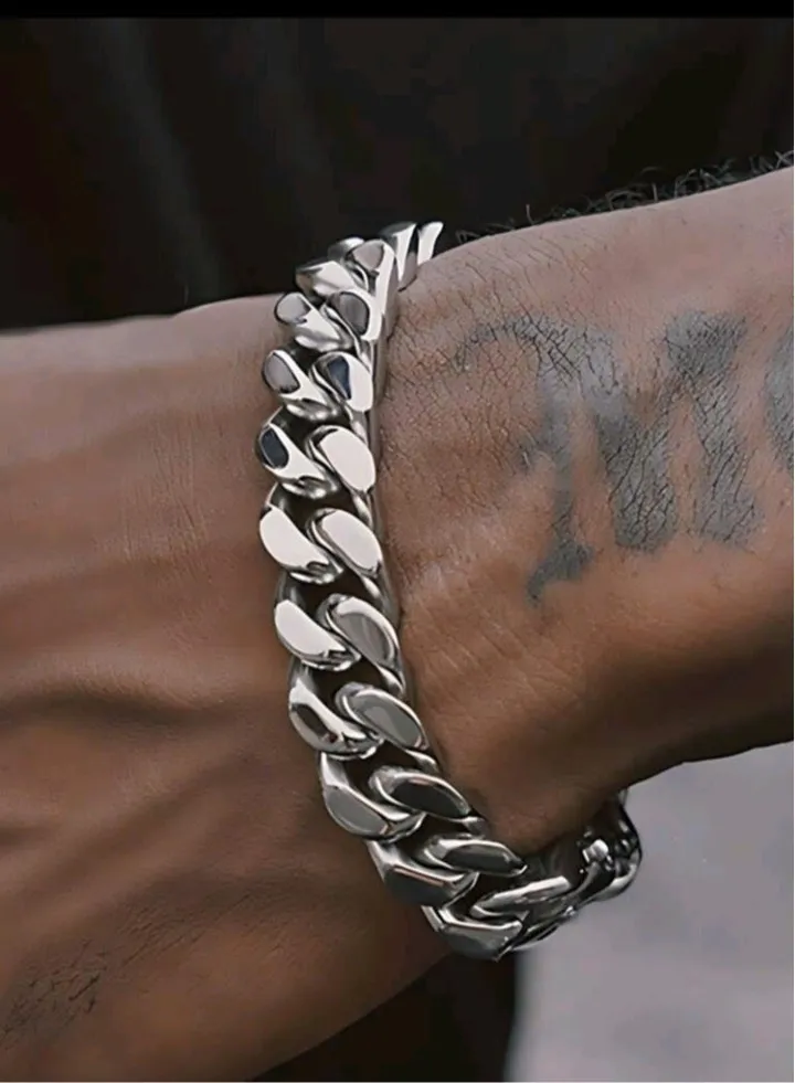 Trendy Men's Silver Stainless Steel Bracelet