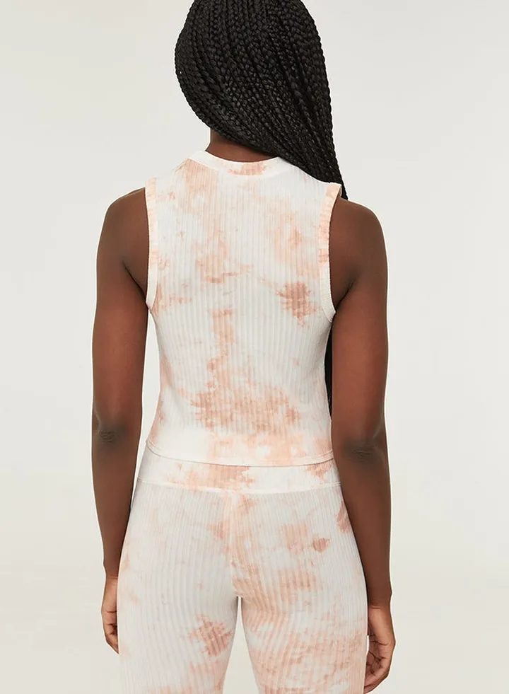 Ribbed Knitted Tank Top Pink/White