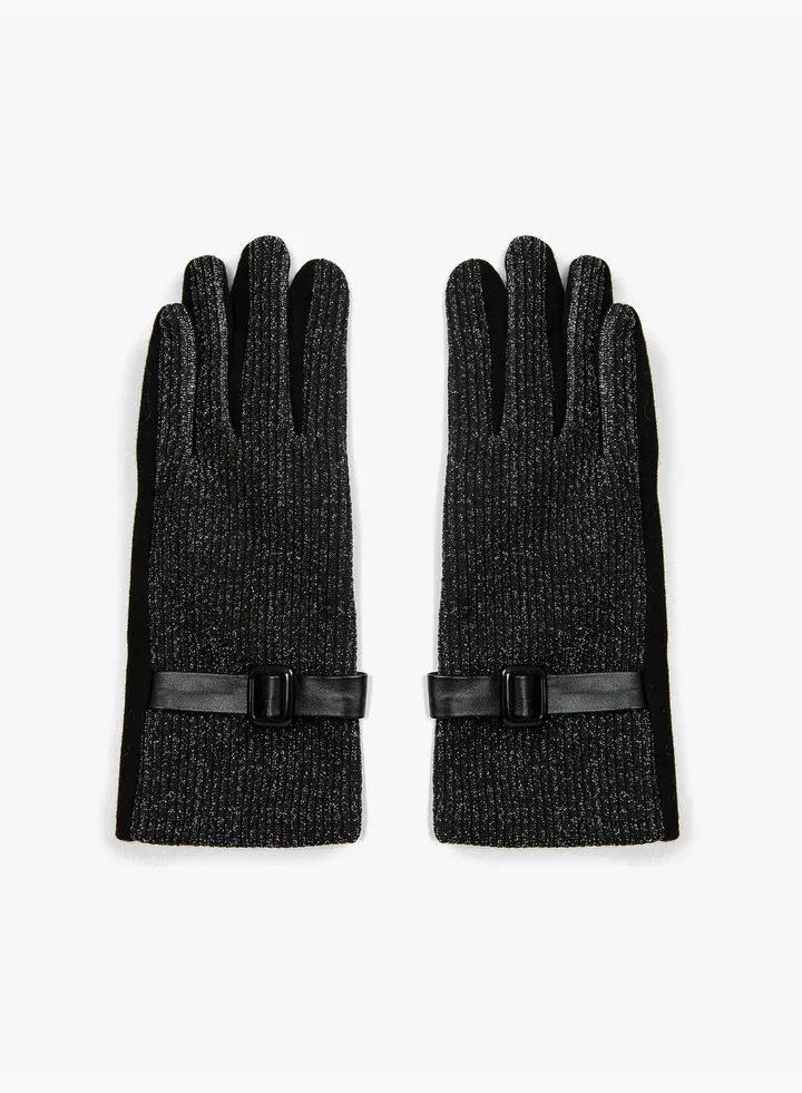 Gleamy Ribbed Gloves Belt Detail