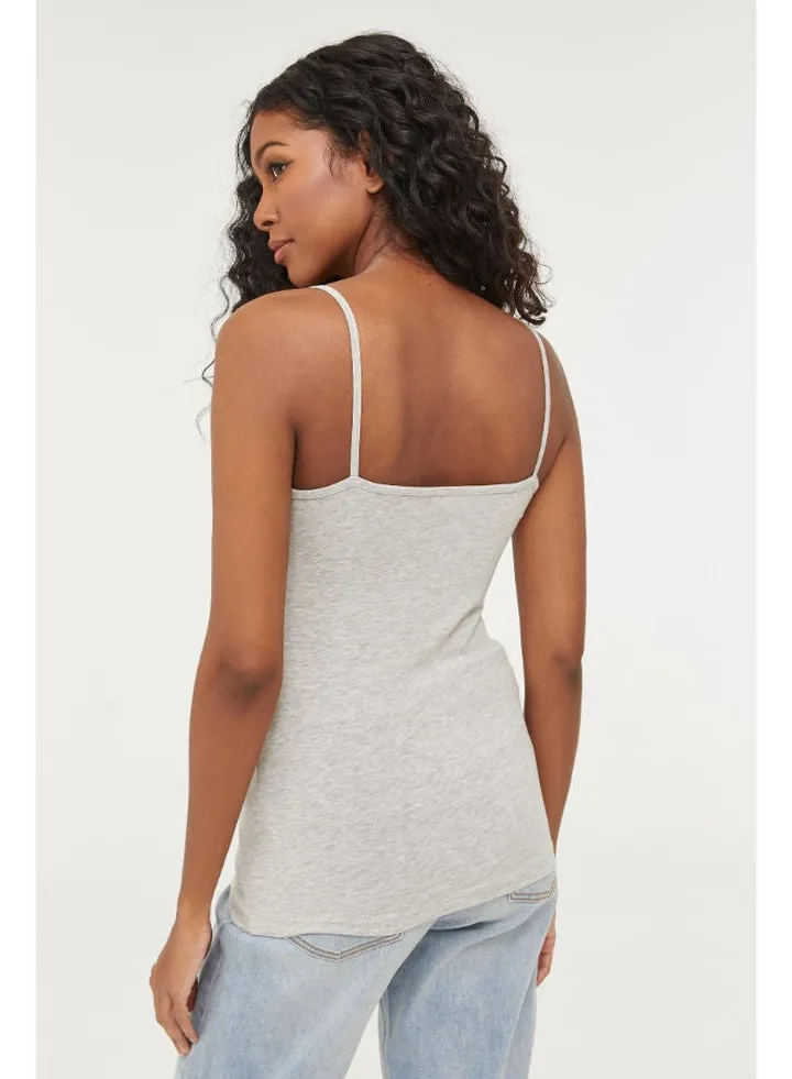 Casual Knitted Straps Vest Grey