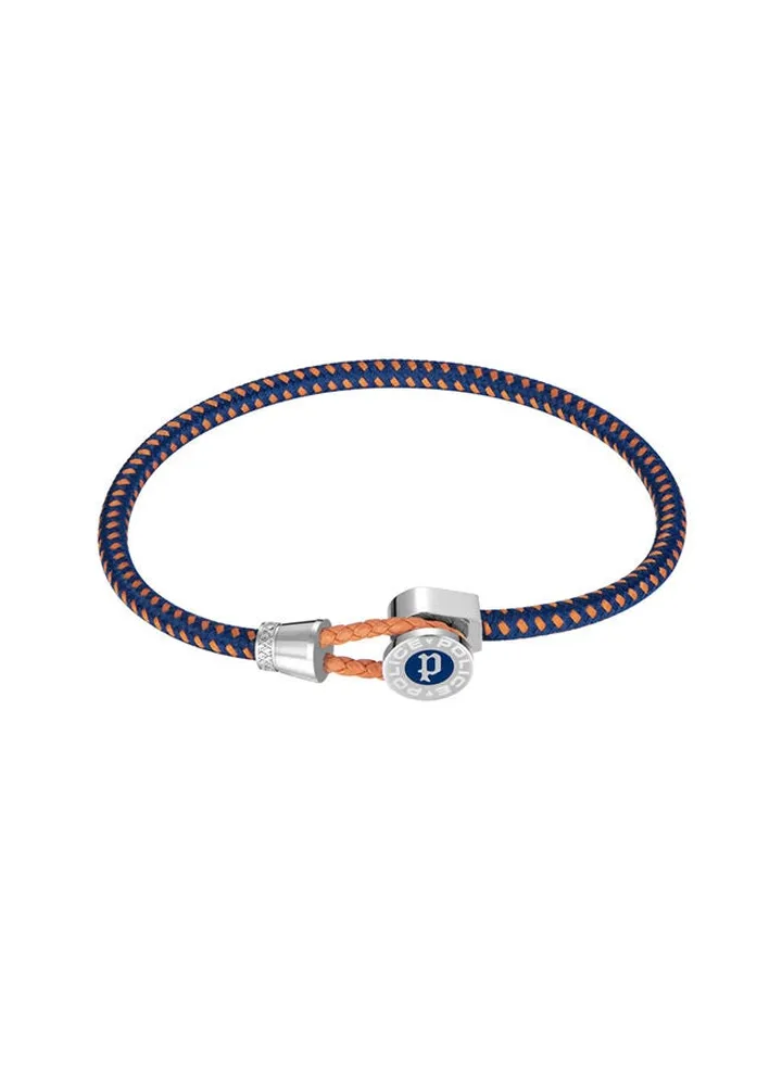 Police Button Blue & Orange Leather & Stainless Steel Gents Bracelet - PEAGB0011604