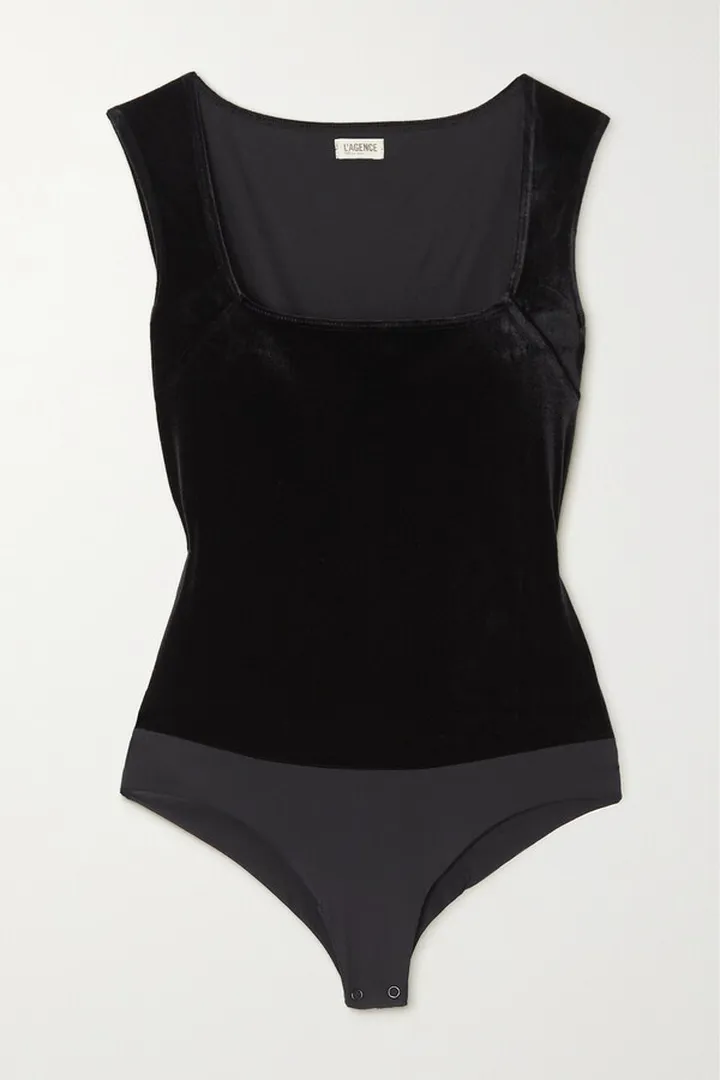 L'Agence - Molly Stretch-velvet Bodysuit - Black