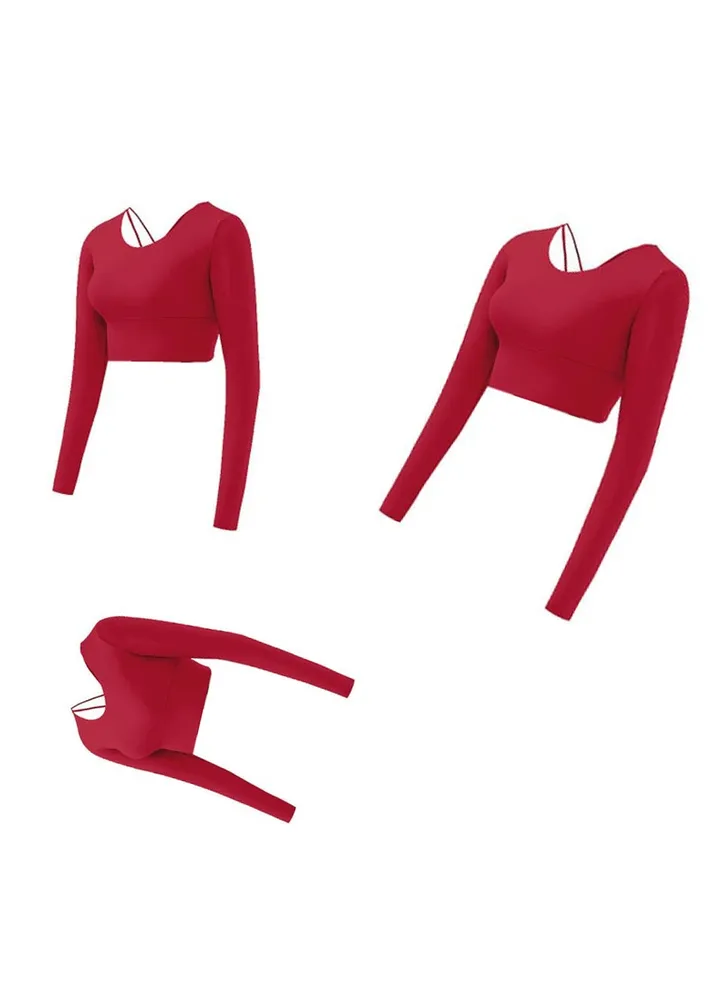 Back shock-proof sports bra Running fitness underwear Yoga long-sleeved shirt(Three pieces)