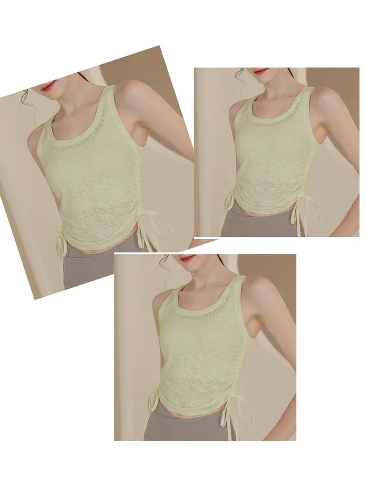 New nylon jacquard sports vest short yoga dress smock underwear running fitness sleeveless smock top summer(Three pieces)