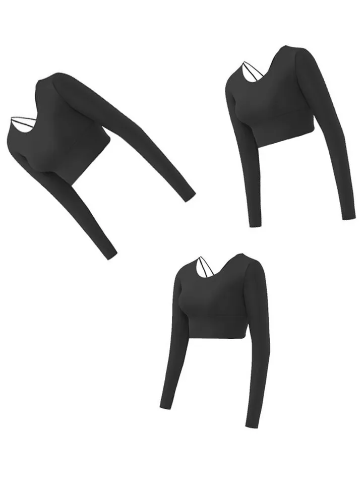 Back shock-proof sports bra Running fitness underwear Yoga long-sleeved shirt(Three pieces)