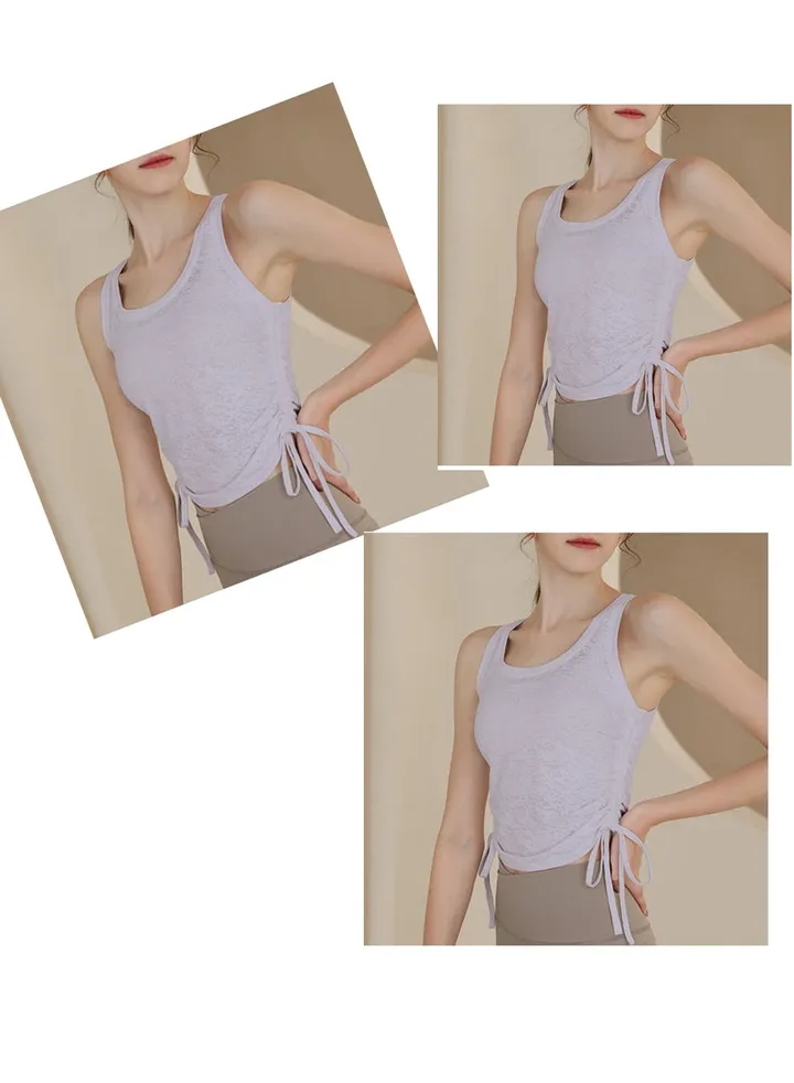 New nylon jacquard sports vest short yoga dress smock underwear running fitness sleeveless smock top summer(Three pieces)