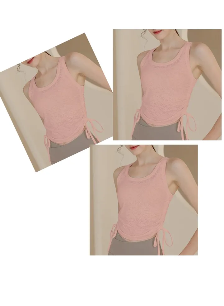 New nylon jacquard sports vest short yoga dress smock underwear running fitness sleeveless smock top summer(Three pieces)