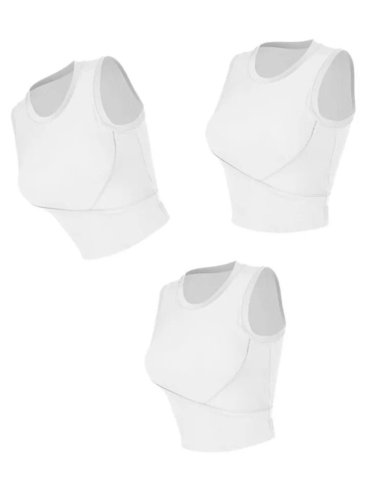 Ribbed running vest summer strap strap yoga top sleeveless back fitness underwear(Three pieces)